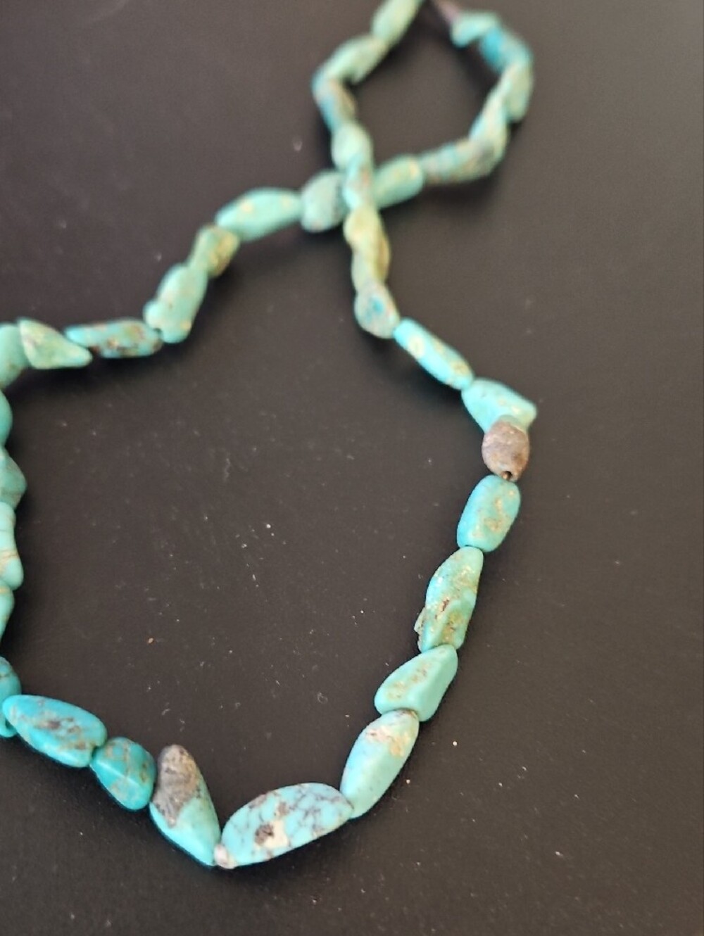 Turquoise Nugget Necklace - Natural Turquoise Beaded Necklace - Picture 3 of 3
